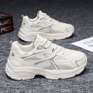 รองเท้าผ้าใบกีฬาสำหรับผู้ชาย ระบายอากาศได้ดี สไตล์ลำลอง ทรงหนา ทรงเรโทร รองเท้าเด็กรุ่นพี่ รองเท้าผ้าตาข่าย ฤดูร้อน 2025