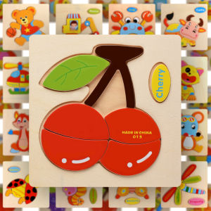 Cute Cartoon Animal Shape Early Educational Toys Baby Learning Education 3D Wooden Puzzle Toy For Kids