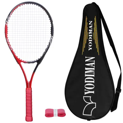 YODIMAN Single Piece Carbon Composite Tennis Racket Original Adult Built-In Shock Absorption System Ergonomic Anti-Slip Handle Grip Lightweight Durable For Professional Training