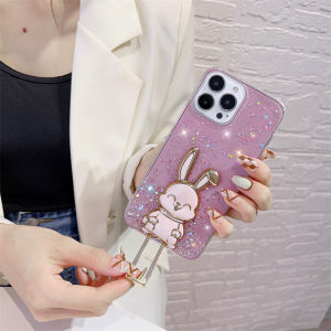 KONSMART New Happy Rabbit Stand Phone Case for VIVO V27e V27 5G V27 Pro 5G V25e V25 5G V25 Pro 5G Newest 2023 Bling Soft TPU Phone Casing for VIVO V23 5G V23e 5G V21 5G V21e V20 Pro V20se