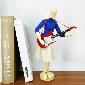 Creative Marionette Guitar Player Figurine Music Lover Desktop Decoration Vintage Style Handmade Craft Gift Box