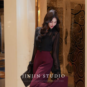 Áo Sơ Mi Tay Dài Thanh Lịch Mùa Thu Đầu Tiên Của MD Originals Dành Cho Nữ Áo Dài Tay Họa Tiết Hoa Dáng Ôm Chất Liệu Polyester