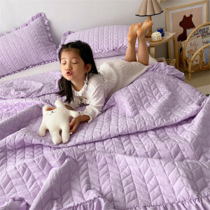 Hàn Quốc ruffles máy lạnh Chăn mùa hè xếp li sang trọng nữ hoàng mền đôi thoáng khí thân thiện với da chăn ga gối Bộ công chúa mùa hè thoải mái chăn giường ruffles cô gái thoáng khí