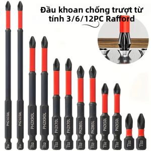 Bộ Mũi Khoan Từ Tính Chống Trượt 3/6/12 Chiếc Thép S2 Đầu Chữ Thập & Đầu Búa Tương Thích Với Máy Vặn Vít Điện & Tay