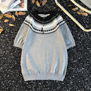 Áo Thun Tay Ngắn Dệt Kim Mùa Hè Cho Cặp Đôi Cổ Henry Thoải Mái Thoáng Khí Thoải Mái Cho Thanh Thiếu Niên