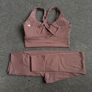 Bộ Đồ Tập Yoga Nữ Màu Trơn Áo Ngực Thể Thao Cạp Cao & Quần Thể Thao Liền Mạch Thoáng Khí Nhanh Khô
