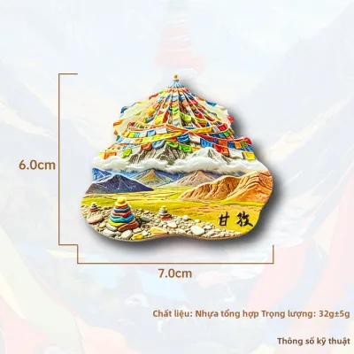 Tấm Nam Châm Tủ Lạnh Cờ Cầu Nguyện Đa Màu Núi Tuyết
