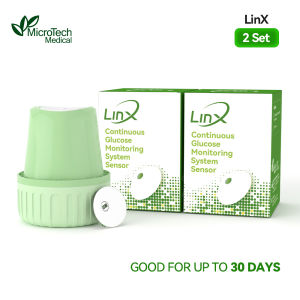 2PCS Microtech LinX Continuous Glucose Monitor System for 30 Day Real Time No Finger Pricking Full Set CGM
