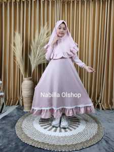 Gamis Anak Perempuan Set Jilbab | Hijab Kids | Baju Muslim Anak