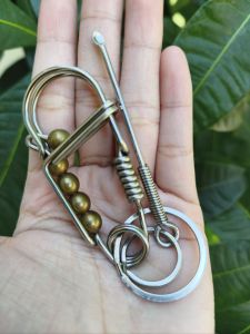 Handcrafted Stainless Steel Key Holder Keychain Brass Ball Beads Premium Heavy Duty EDC Organizer