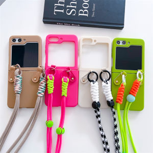 Ultra-Thin Frosted Flip Cover for ZFlip6/ZFlip5/ZFlip4/3 Womens Fashionable Crossbody Phone Case Anti-Fall Protection Screen Foldable