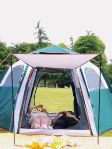 Automatic Pop-up Camping Tent 3-4 People 5-7 People Waterproof Double Layer Instant Sunscreen Camping Hiking Tents