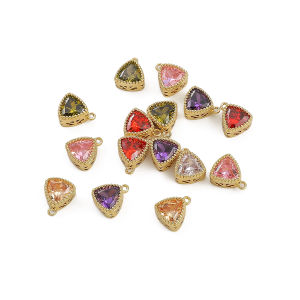 8x9mm 1 cái/túi 14k Đồng Zirconium Mặt dây chuyền tam giác cho phụ kiện trang sức thời trang tự làm