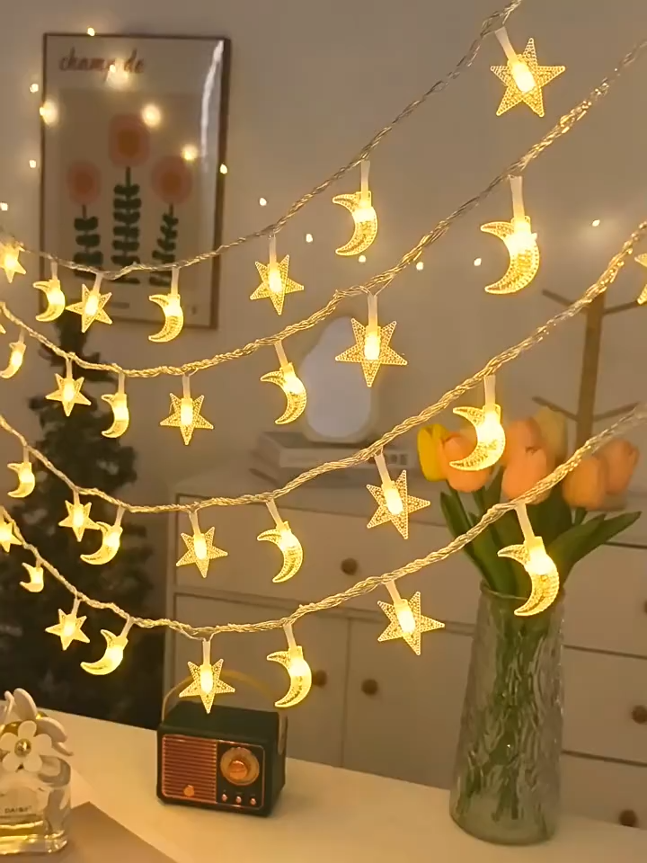 15M 100LED Solar Star Moon Lights lampu raya Solar Fairy String Lights Outdoor Waterproof 8 Modes lampu hiasan Christmas Gift