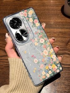 Summer Floral Silicone Phone Case Transparent Anti-Fall Lens Protection Compatible with OPPO Reno 15 14 13 12 11 10 pro plus 9