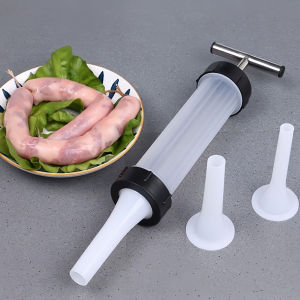 M.G.【Ready in Stock】 Manual Sausage Stuffer Machine Hand Operated Sausage Maker Tool With 3 Funnel