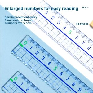 MONLEYTA | Transparent Plastic Ruler For Primary School Students Grade Two Measurement Tool Multifunctional Straight Ruler With Wave Line