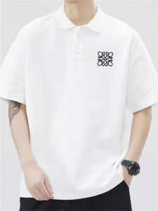 Casual Short Sleeve Polo Shirt for Men Summer New Loose Fit Printed T-Shirt Youth Fashion Polyester Fiber Standard Fit Geometric Pattern