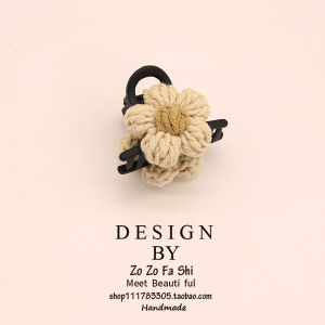Wool Knitting Flower Hair Clip Womens Hair Volume Less Shark Clip Back Head Hair Clip Half Tie Hairpin Fancy Headdress