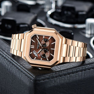 mens automatic mechanical watch luminous24-hour indicator calendar display stainless steel case water resistant sapphire crystal