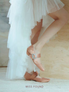 รองเท้าแต่งงาน Mary Janes สีชมพู ทรงหัวเหลี่ยม พื้นยาง กันลื่น ระบายอากาศได้ดี สำหรับใส่ไปทำงาน