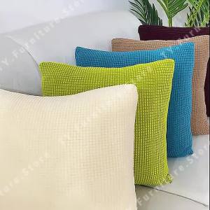 Pure Cotton Thick Throw Pillow Covers Super Soft Throw Pillow Case For Sofa Striped Velvet【18x18inch 】