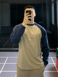 Heavyweight Pure Cotton Long Sleeve T-Shirt American Style Sportswear Fitness Training Mens Clothing Autumn Winter Season