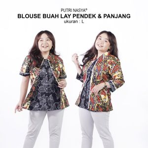 Blouse Big Size Wanita Atasan Batik Lengkap S-M-L-XL-XXL-3L-4L-5L-6L-7L Model Blus Jumbo Kerja Batik / Atasan Batik Kerja Kantor Seragam Bahan Katun Wanita LD 140 / Pakaian Batik Kekinian Formal Terkini Model Terbaru Super Big Wanita