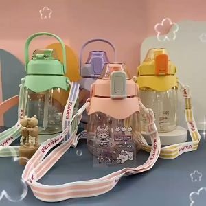 BERINDO Botol Air Minum 8065 Viral Gemoy Bening Bonus Stiker | Botol Minum Estetik | Botol Minum Ukuran 1100 ml | Tumbler Air Sekolah Kerja Trend Laris Karakter Sedotan
