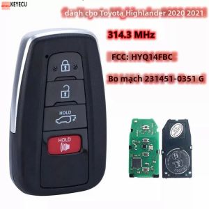 Chìa Khóa Thông Minh Không Cần Chìa Toyota Highlander 2020-2022 Điều Khiển Từ Xa Mã 231451-0351 Mạch Điều Khiển 8990H-0E030 HYQ14FBC Chất Liệu ABS+Kim Loại
