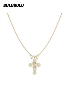 BULUBULU | Original Cross Pendant Daisies Design Lockbone Necklace
