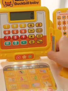 80pcs Pretend Play Cash Register Toys With Sound Music Kids Checkout Toys With Scanner Christmas Birthday Gift