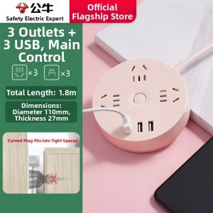 Bull | USB Charging Large Spacing Circular Fast-Charging Home and Office Power Strip