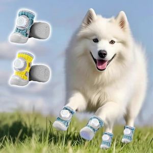 HamshMoc Dog Shoes Non Slip Breathable Reflective Boots With Anti Bacterial Insole For Paws 2PCS