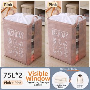 Large Foldable Laundry Hamper Durable Partitioned