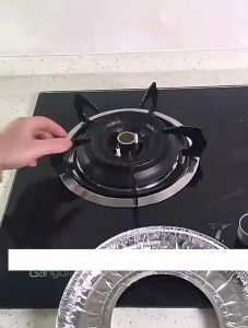 燃气灶防油垫圆形灶台锡纸圈厨房铝箔纸清洁垫方形煤气灶保护垫#Gas Stove Oil Splash Guard Circular Stove Kitchen Aluminum Foil Clean Mat Square