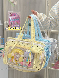 Sweet College Style Polka Dot Large Capacity Lace Crossbody Bag Girls Shoulder Bag Tote Bag Zipper Closure Casual Handbag