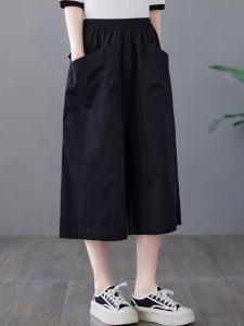 Summer 2025 Loose Slimming Wide Leg Pants Casual Thin Model Mom Clothes Casual Pocket Seven-Foot Womens Pants