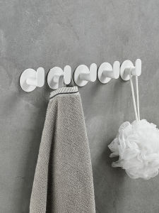 Punch-Free 304 Stainless Steel Towel Rack White Simple Bathroom Strong Adhesive Hook Closet Entrance Door Hook