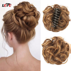 LUPU Tổng Hợp Xoăn Chignon Bun Clip-in Tóc Lộn Xộn Bun Đuôi Ngựa Phần Mở Rộng Cho Nữ Tóc Lượn Sóng Scrunchie Bộ Tóc Giả