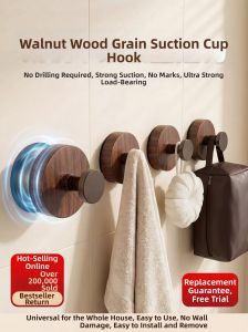 XUNHUAI | Suction Cup Walnut Magnetic Hook Strong No-Drill
