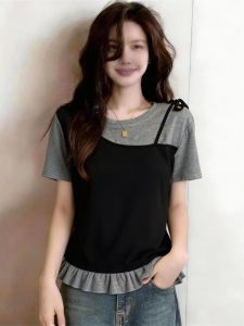Áo Thun Giả Hai Mảnh Màu Sắc Cho Người Béo Mùa Hè