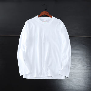 เสื้อยืดลําลองผ้าฝ้ายแท้สําหรับผู้ชายแขนยาวคอกลมสีทึบจาก VAST SKY/Haofei เหมาะสําหรับฤดูใบไม้ผลิและฤดูใบไม้ร่วง