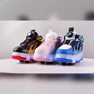 Roller Sneakers for Kids Light Up Shoes Boys Girls 4 Wheel Sneakers USB LED Skate Shoes Size 29-39