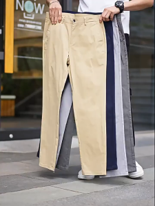 8 Color 28-40 Mens Stretch Casual straight cut pants wide-leg pants