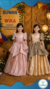 Buwan ng Wika - Colored Modern Filipiniana Dress Gown For Kids - Philippine Cultural Event