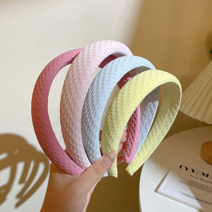 พร้อมส่งจากไทย ที่คาดผมฟองน้ํา สําหรับผู้หญิงที่คาดผมสีวาฟเฟิลมาการอง สไตล์เกาหลี หลากหลายสี เหมาะกับฤดูร้อน