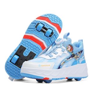 Giày Bánh Xe Trẻ Em Bốn Bánh Giày Trượt Bánh Xe Người Lớn Bé Trai Giày Biến Hình Học Sinh Giày Trượt Băng Hai Bánh Giày Thay Thế Đi Bộ Cho Bé Gái