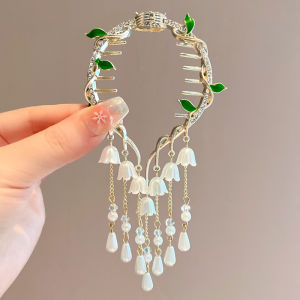 Bellflower Tassel Hair Clip Girls Bun Hair Accessories Korean Style Childrens Fashion Accessories Hair Decorations for Kids