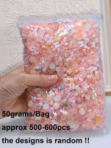 500-600Pcs 3D Mixed Green Bow/Flower Nail Charms Kawaii Resin Bowknot/Bear/Butterfly Nail Art Decorations DIY Manicure Accessory